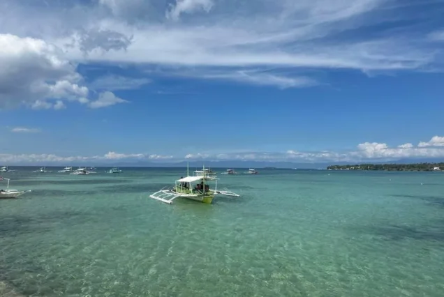 Bout in a wide sea in Moalboal, Cebu - highlights of Oslob Whale Shark & Moalboal Sardine Tour.