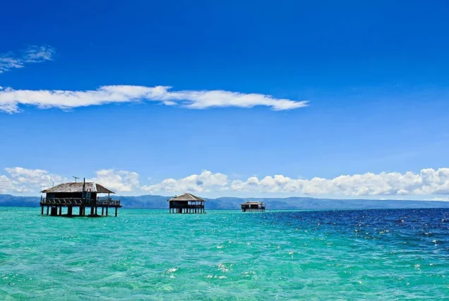 HIgh tide view of Manjuyod Sandbar, the Maldives of the Philippines